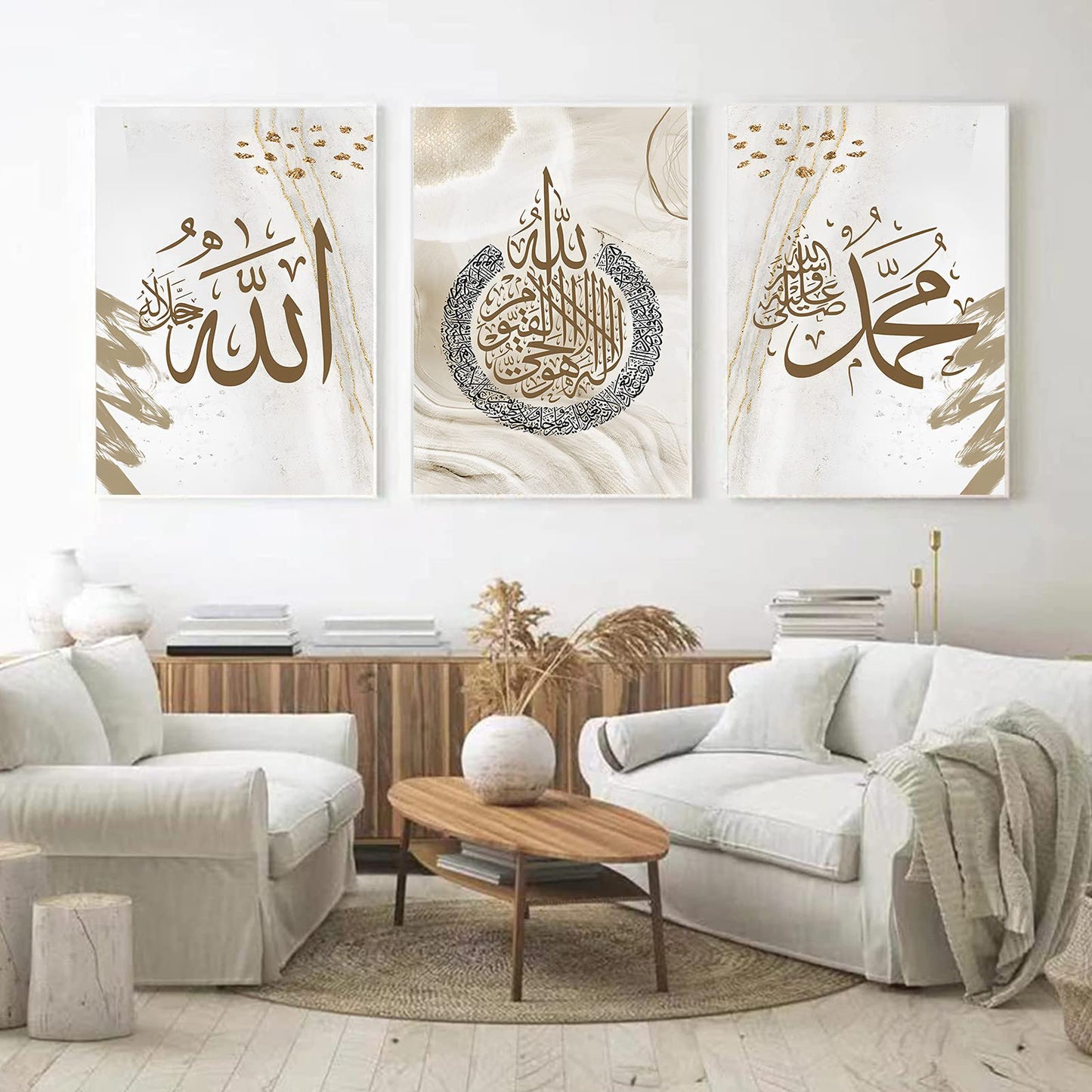 Islamic Canvas Prints Wall Art Muslim Art Painting religion Wall Decor Grey Muslim Posters for Wall Calligraphy Picture Arabic Wall Art Canvas Paintings for Living Room Bedroom 16x24inch