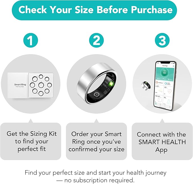 Sizing Kit ??Measure Before You Buy ??Choose from 9 Sizes (6 to 14) ??Find Your Ideal Fit for the Smart Ring ??Only Compatible Smart Ring