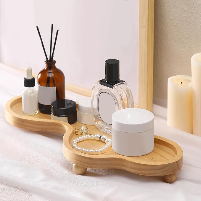 Uiifan Wood Cloud Perfume Tray Irregular Jewelry Decorative Tray for Women Trinket Dish Ring Holder Dish Room Aesthetic Decor Birthday Housewarming Gift(Wood Color)