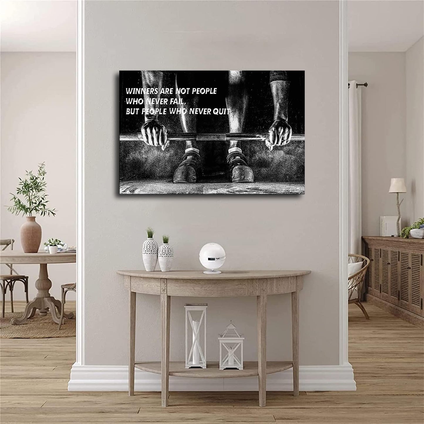 Quotes Wall Art Black and White Weightlifting Pictures Man Bodybuilding Motivational Poster Art Canvas Prints—Suitable for Home Decor in Living Rooms, Bedrooms, Hallways, and More. (08x12 No Framed)
