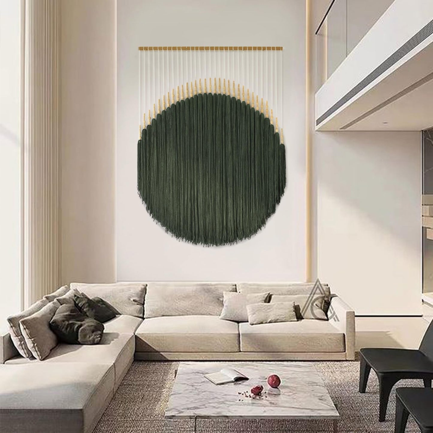 IOWER Large Macrame Wall Hanging Green Boho Decor Macrame Beads Yarn Fiber Art Beaded Tassel Home Decor For Bedroom Living room 39" W x 55" L