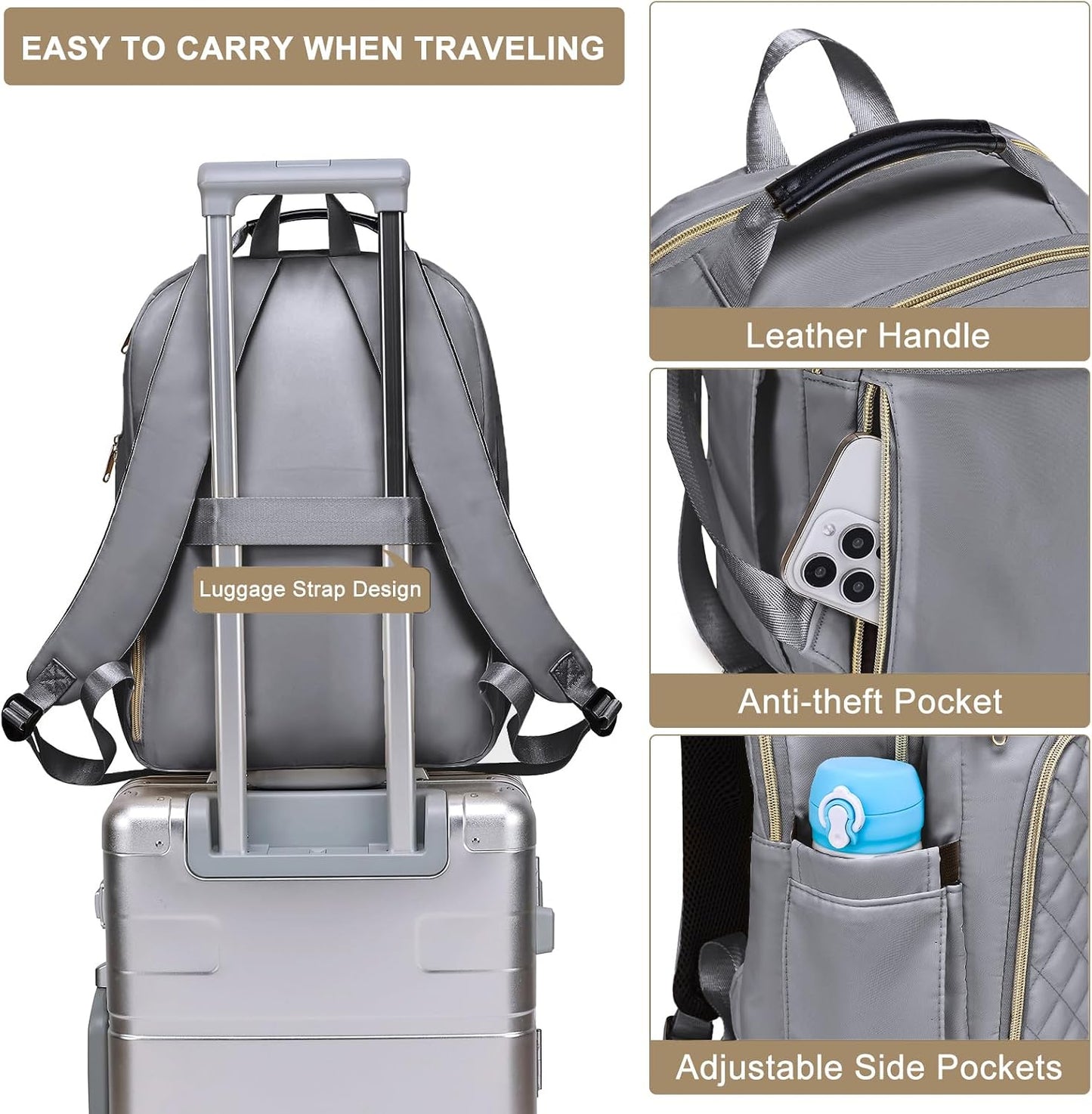 Backpack Backpack, 17.3 Inch Pack Daypacks, for Women, Large School Girls Bookbag with USB Charging Port, Work Travel