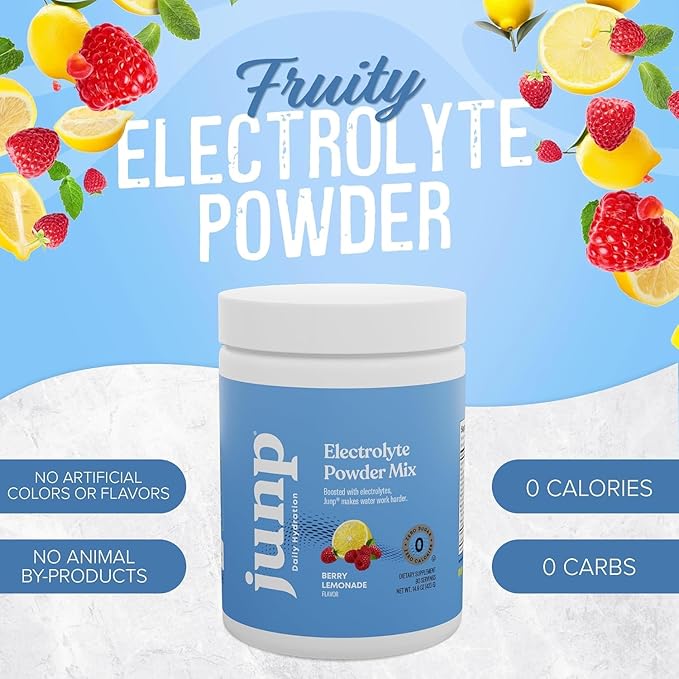 JUNP Electrolytes Powder No Sugar No Carbs – Fresh Berry Lemonade Keto Drink Mix - Potassium & Salt Electrolyte Hydration Powder Zero Calorie Sugar Free Electrolyte Powder, 90 Servings (Pack of 2)