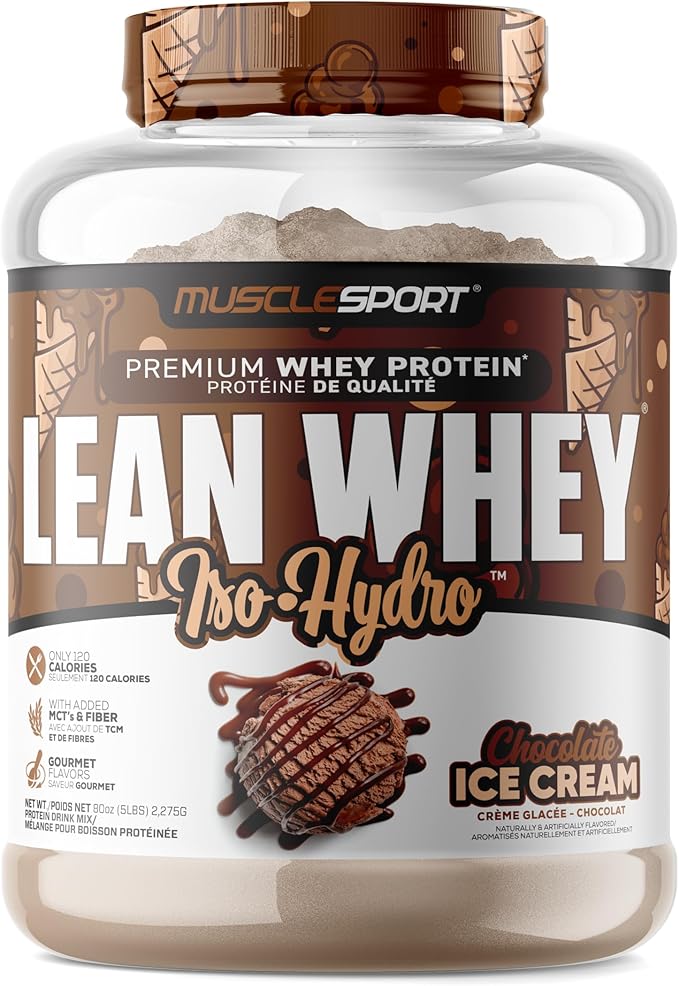 Musclesport Lean Whey Revolution??Protein Powder - Whey Protein Isolate - Low Calorie, Low Carb, Low Fat, Incredible Flavors - 25g Protein per Scoop - 5lb Chocolate Ice Cream
