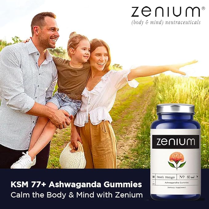 Zenium - Ashwagandha Gummies 1500 MGS per Serving | 60 Count | Mango Flavored | Calm The Mind & Body | Relieve Worry, Tension & Nervousness | Ayurvedic | Natural Relief Supplement | Boosts Mood