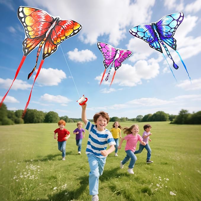 Easy to Fly Kites for Kids Ages 4-8 8-12 & Adults, Beach Flying Toys Butterfly Kite with Handle and Kites String, Great for Outdoor Activities & Family Trip Easter Gifts