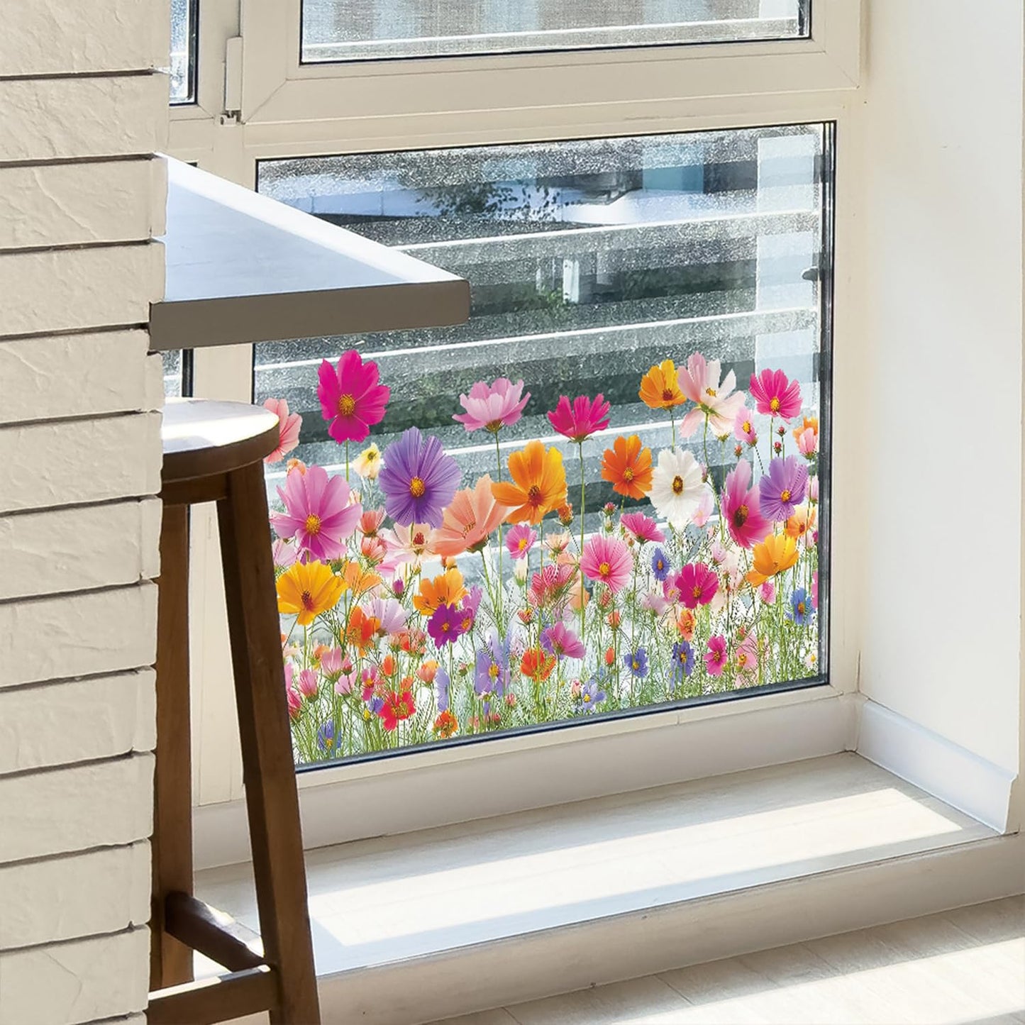 2 Sheets Flower Wall Decals Removable Spring Summer Peel and Stick Wall Stickers Vinyl Waterproof Floral Wall Decor for Bedroom Living Room Bathroom Classroom Kitchen Decorations