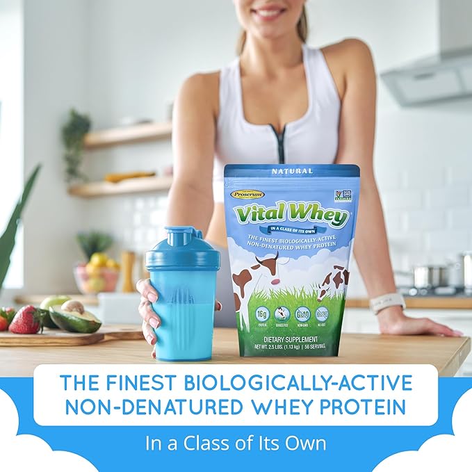 Grass-Fed Whey Protein Powder for Immune Vitality, Natural Flavor 2.5lbs (56 Servings), 15g Protein Per Serve, Vital Whey, Clean Holistic, Wellness Nutrition