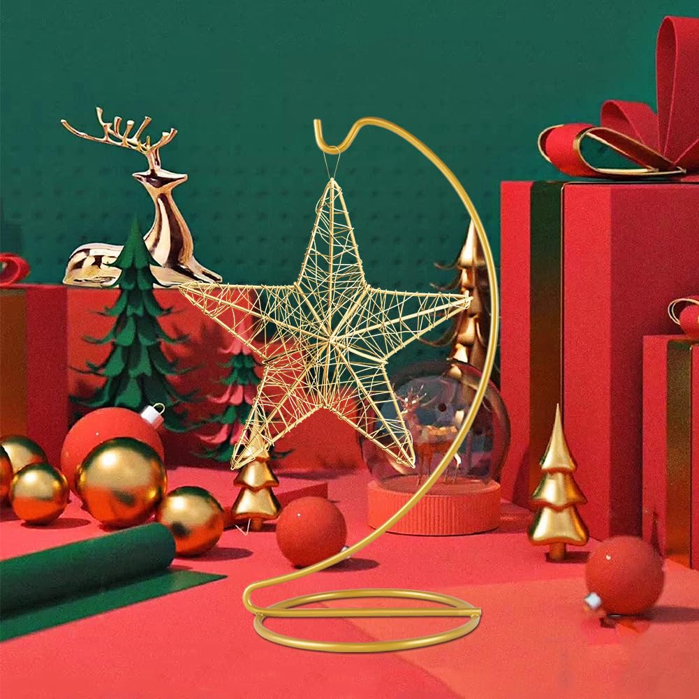 Fosinz 9 Inch Gold Ornament Display Stand, Metal Ornament Hanger Stand for Hanging Glass Globe, Air Plant Terrarium, Witch Ball, Christmas Ornament and Home Wedding Decoration (1, 9x4 Gold)