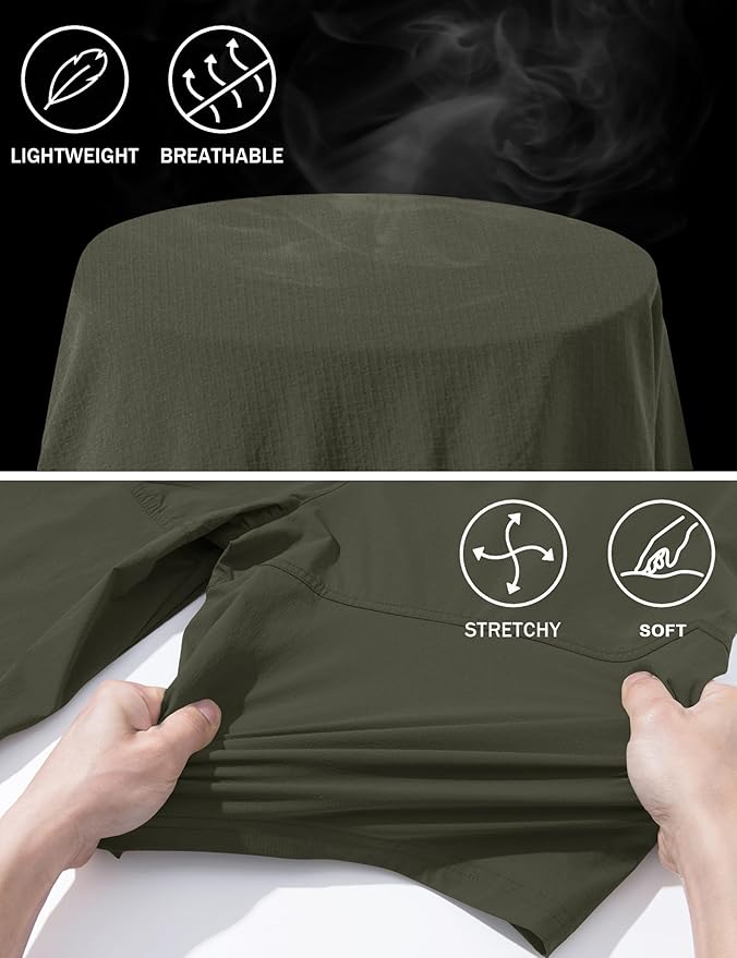 CRYSULLY Men's Hiking Cargo Shorts Outdoor Summer Lightweight Quick Dry Work Casual Shorts with 5 Zipper Pockets