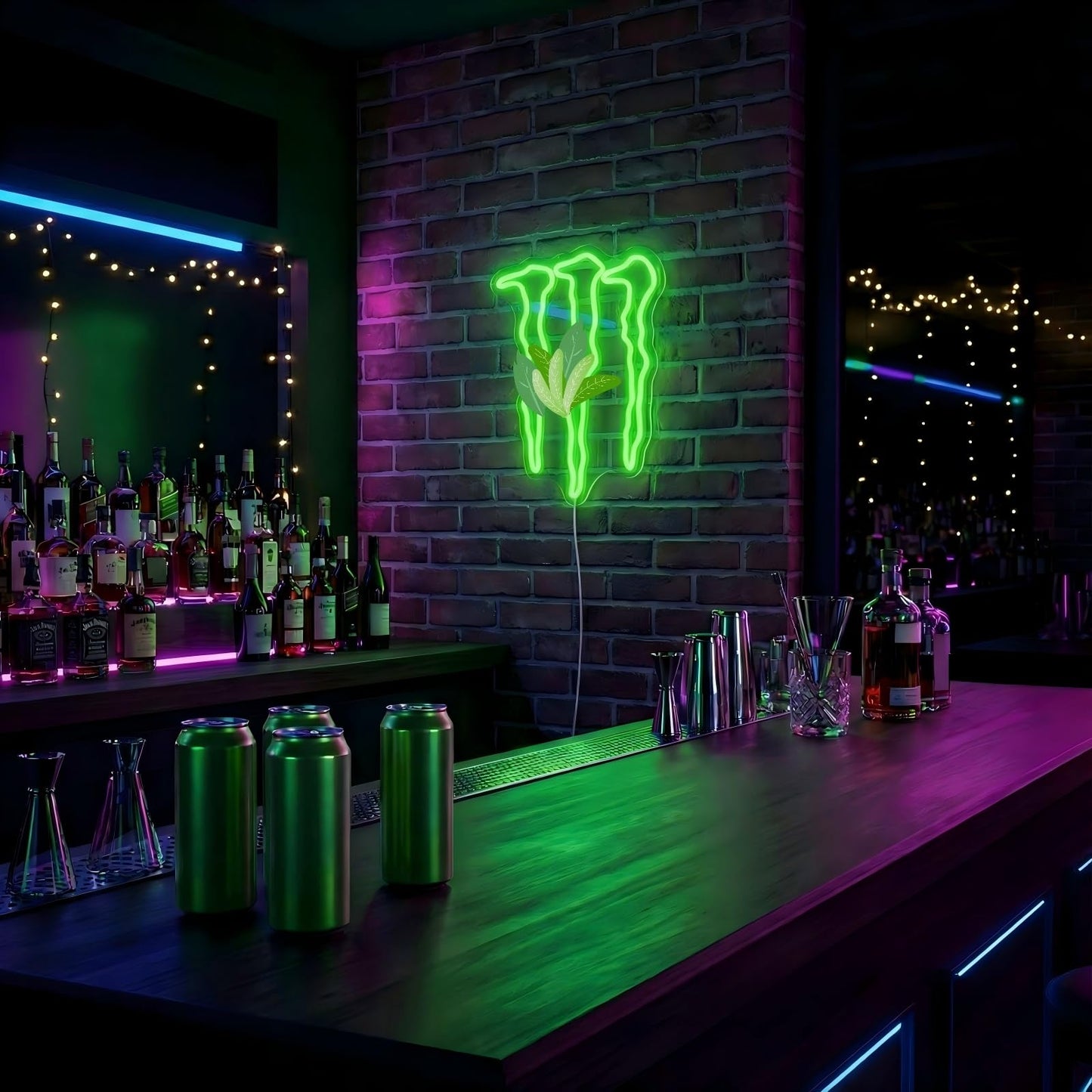 SOCCMIX Green Energy Neon Sign Wall Decor for Bedroom – Man Cave LED Light for Gaming Room & Drinks Bar | Stylish Mark Neon Art Gift for Men - 15.75" x 12.8"