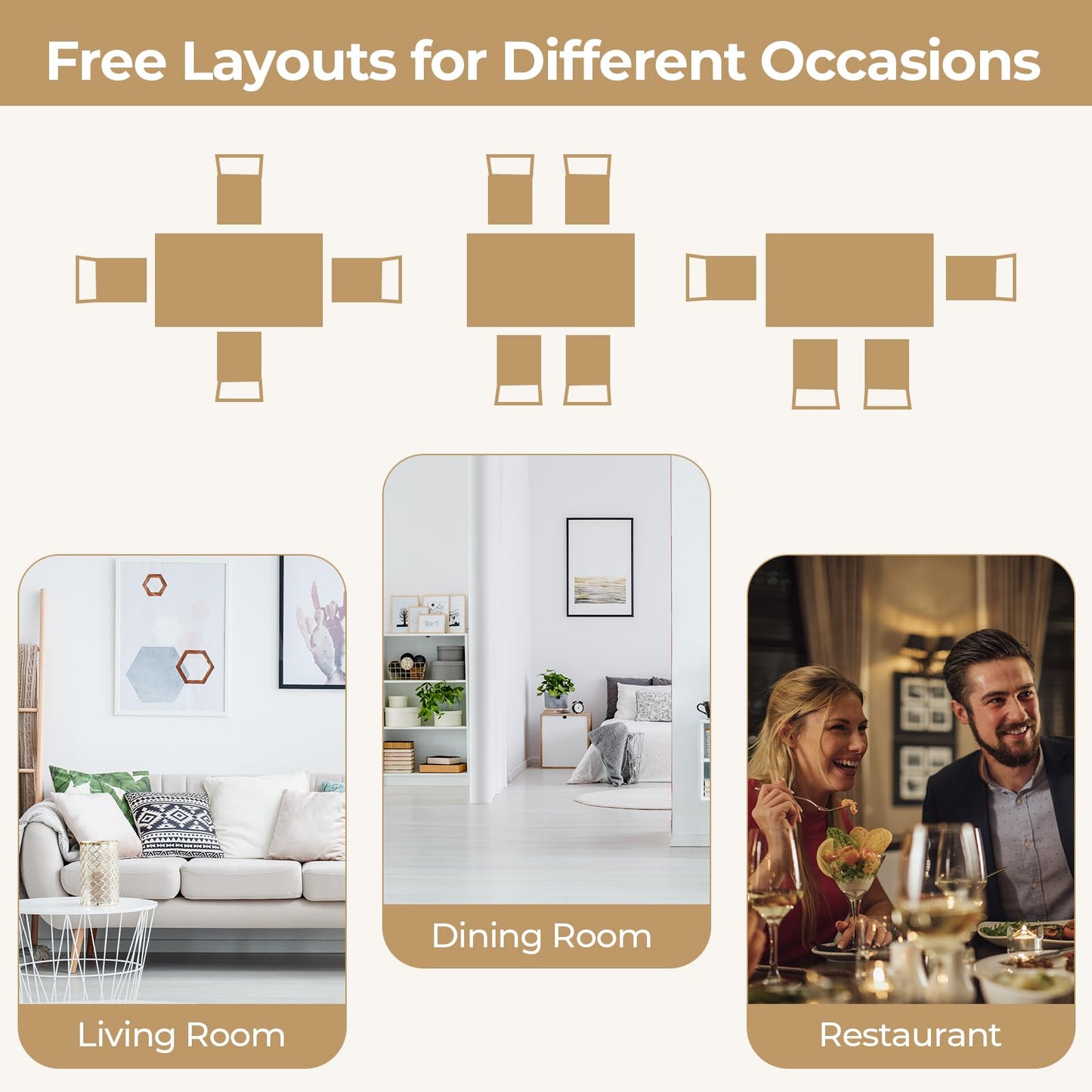 Giantex 5-Piece Dining Table Set for 4, 45" Rectangular Kitchen Table and Chairs Set with Solid Rubber Wood Legs, Space Saving Dinette Set for Small Space, Breakfast Nook, Restaurant (Beige)
