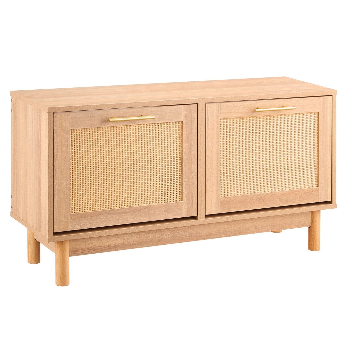 VEVOR Rattan Shoe Storage Bench, Entryway Bench with 2 Flip Drawers, Holds up to 300 lbs with 4 Compartments and 2 Rattan Doors, 39.4 x 11.8 x 20.9 Inches for Hallway, Living Room, Bedroom