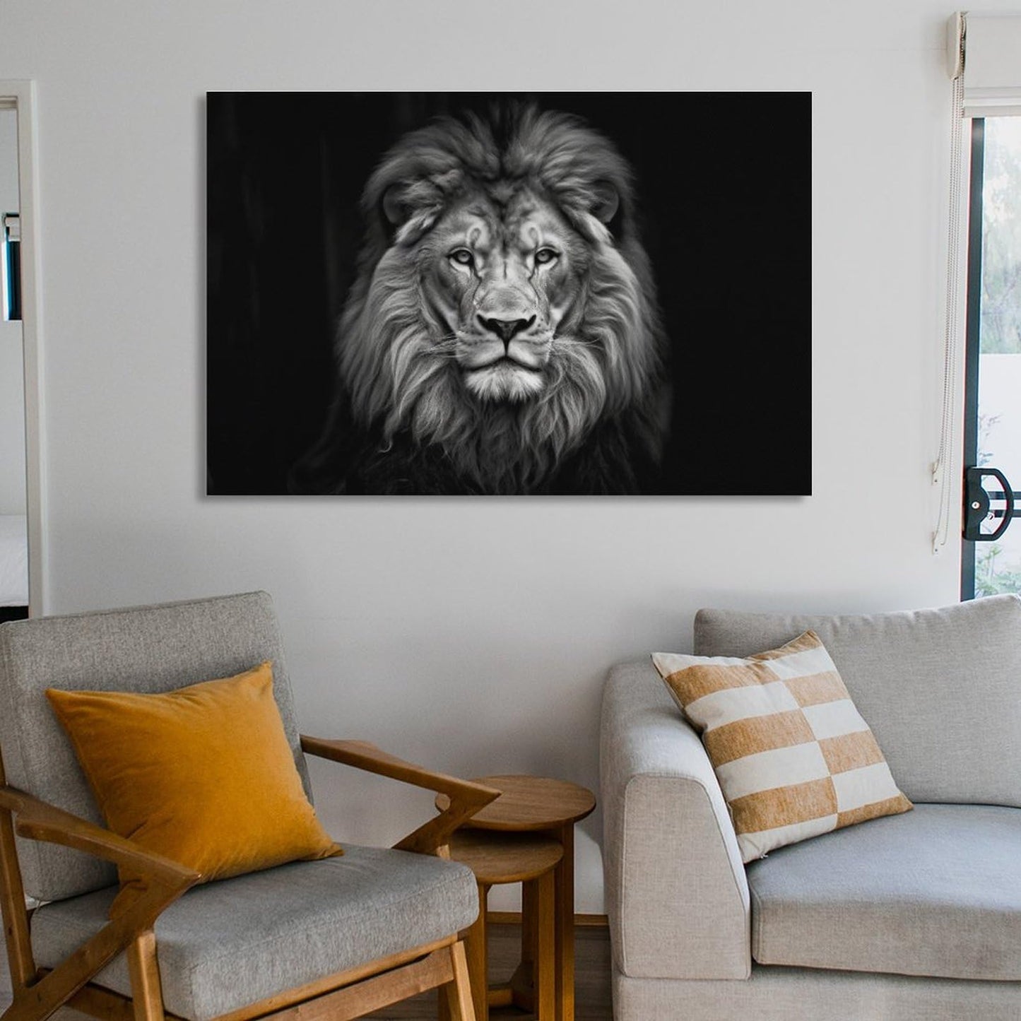 FeoYoed Wall Art Posters Lion Wild Animal African Lion On Black Background Modern Aesthetic Decor Prints for Bedroom Living Room Office with Premium Fade Resistant Canvas 12x18inch(30x45cm)
