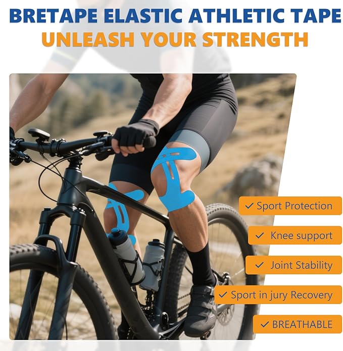 Precut Kinesiology Tape for Knees ??14 PCS Knee Tape for Pain Relief & Support, Elastic Waterproof Sports Tape, Breathable & Latex-Free, Pre Cut Athletic Tape for Workout & Injury Recovery, Blue