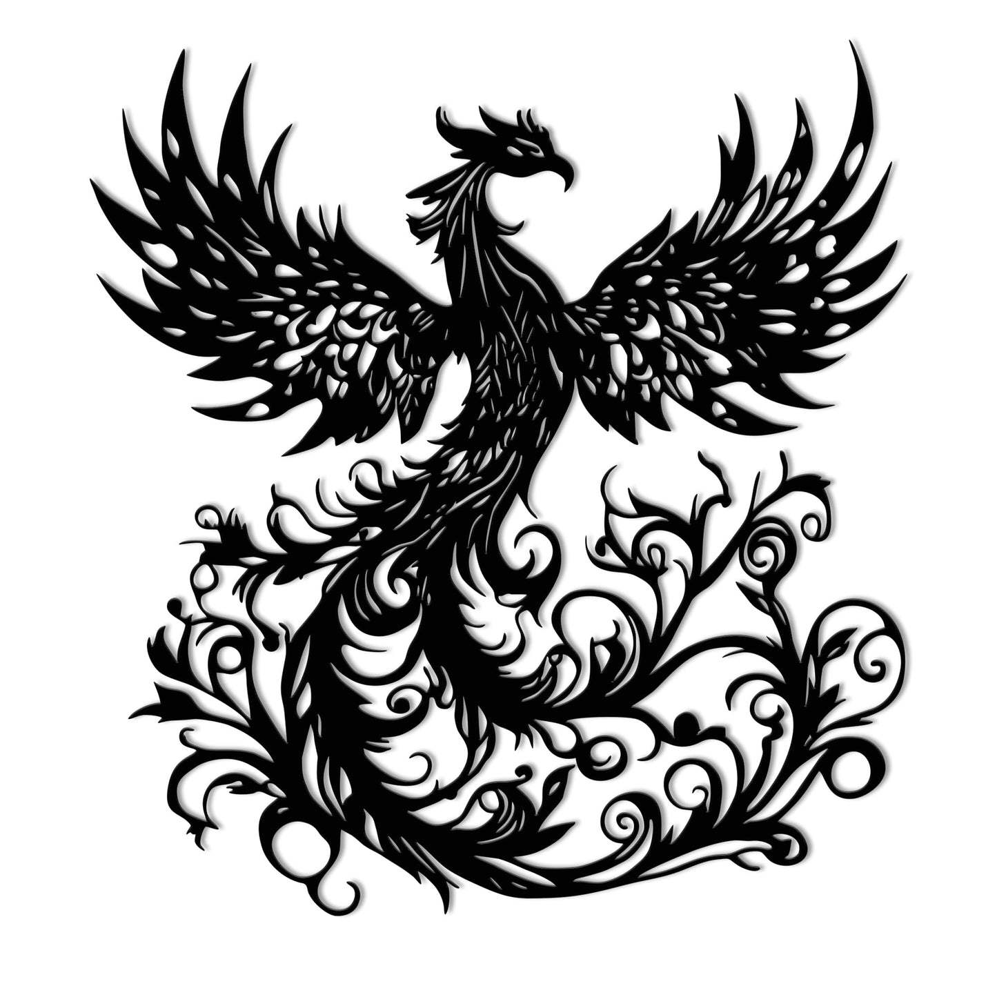 Rajukit Phoenix Wall Art, Wall Decor Metal Phoenix Rising Statue, Black Metal Wall Decor gift for Christmas, Thanksgiving, housewarmings, 12x11 Inch