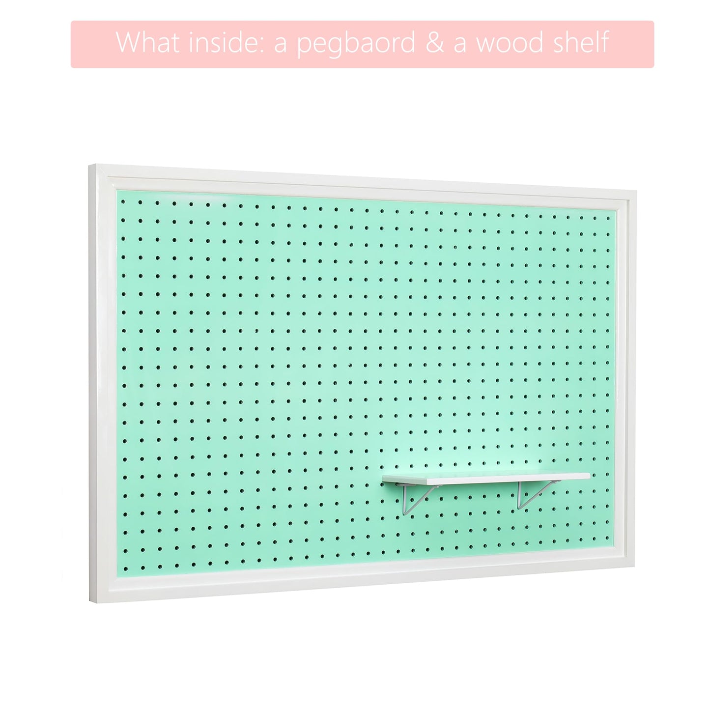 ARTAWEIN Pegboard Organizer - Craft Peg Board, Nursery Storage, Wall Organizer and More, Comes with 1 x Free Shelf Fits Most 1/4" and 1/8" Pegboard Accessories (Mint Green)