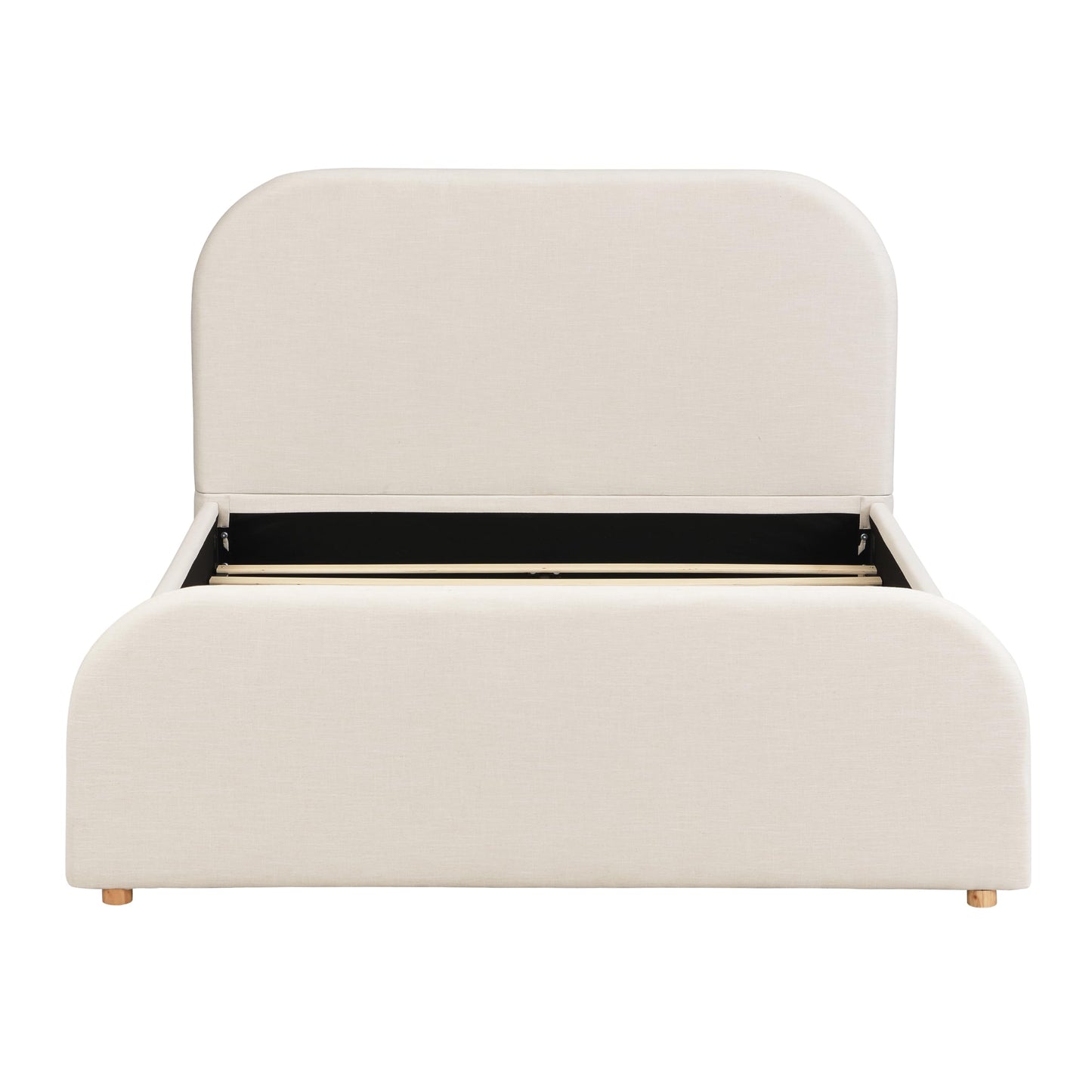 Christopher Knight Home Lanet Linen Upholstered Queen Size Bed Frame with Headboard, Modern Queen Bed Frame and Headboard, Wooden Slats Support, Easy Assembly, No Box Spring Needed, Beige