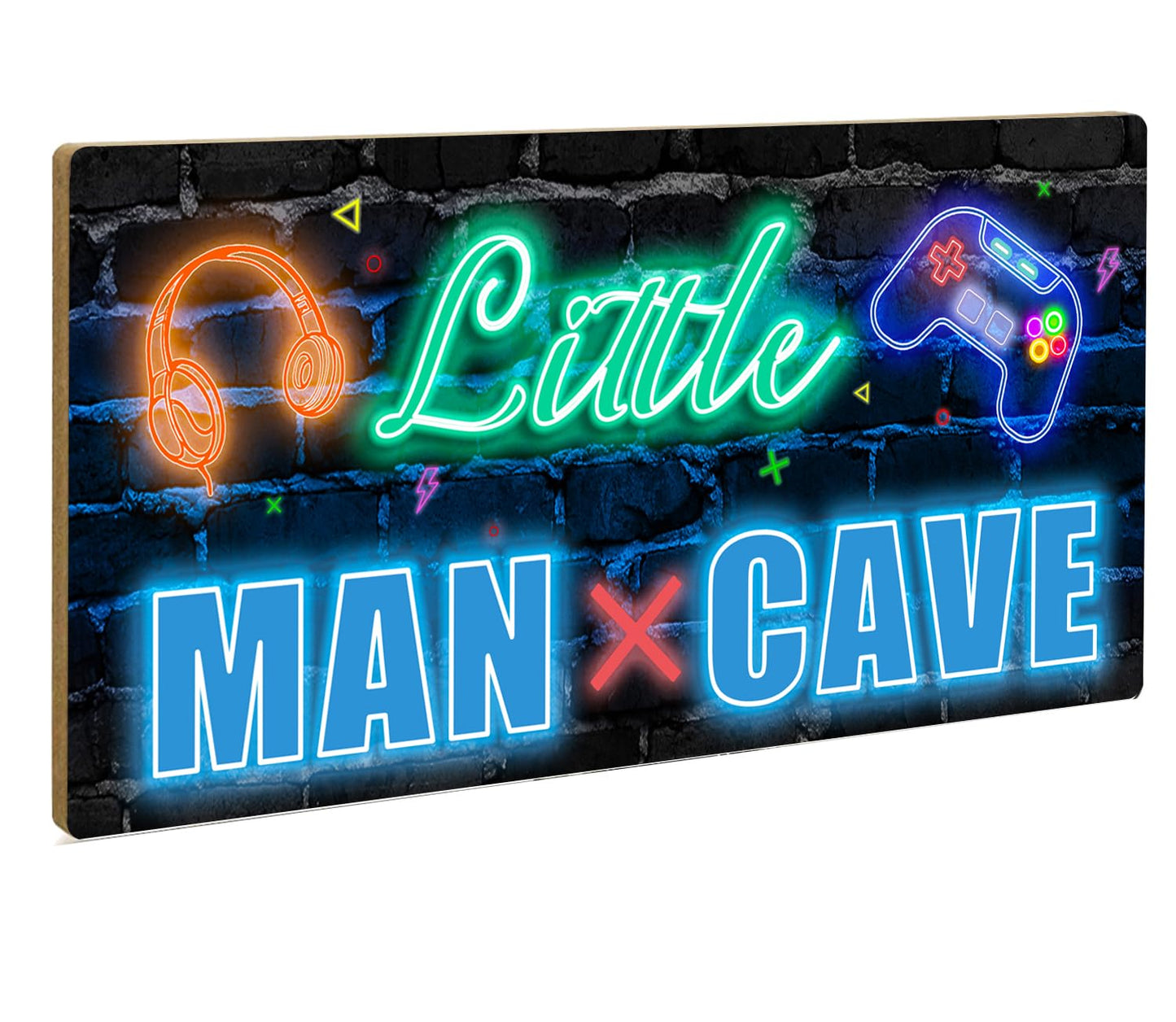XIULUAN Gaming Room Decor Boys Stuff Kids Game Playroom Decorations Door Signs For Gamer Room Little Man Cave Wall Sign 10x5 Inches, Blue