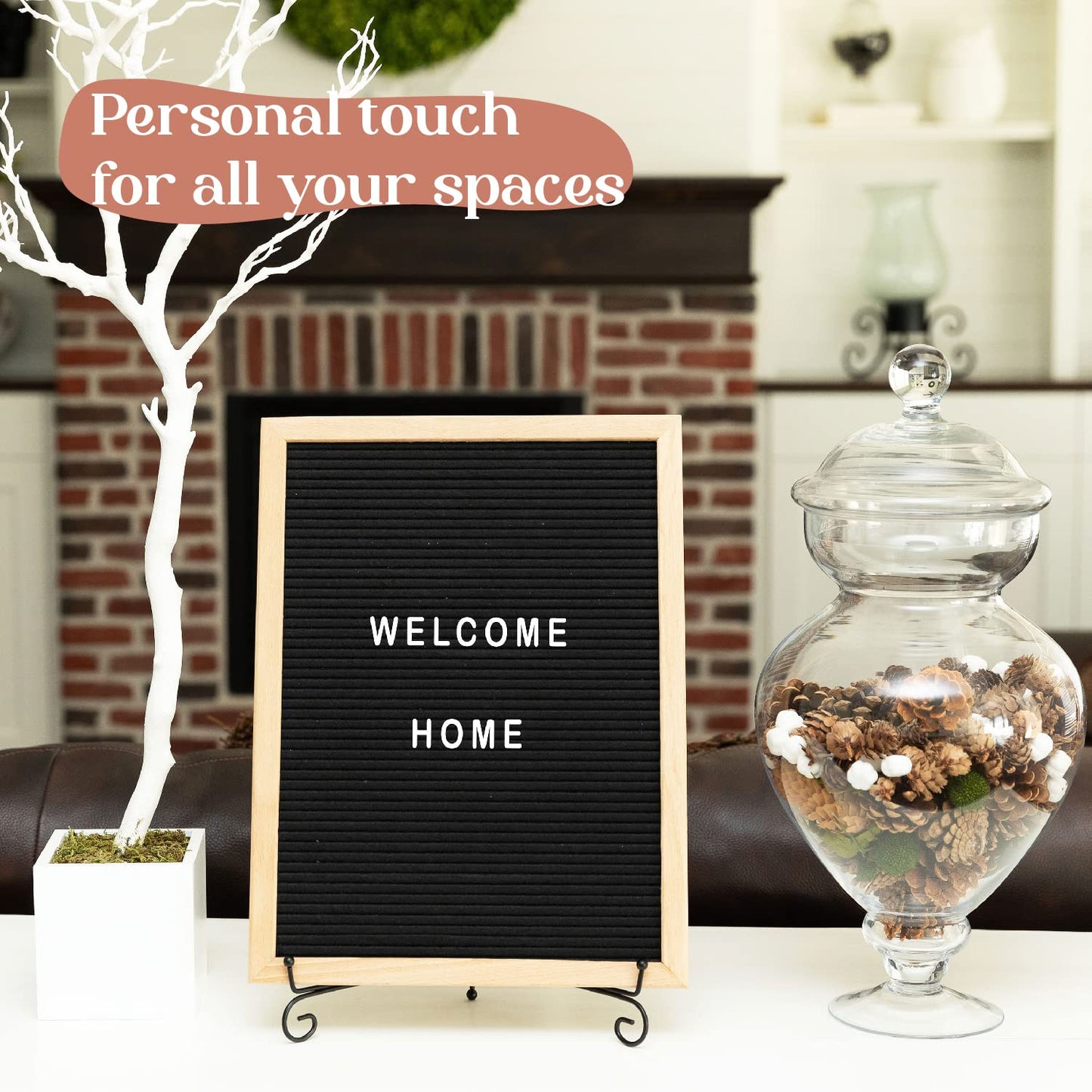 TrendArti Felt Letter Board - 680 Letters, Numbers & Symbols, 16 x 12 inch, Changeable Message Board for Notes & Announcements, Wood Frame, 2 Storage Bags, Light Brown Frame