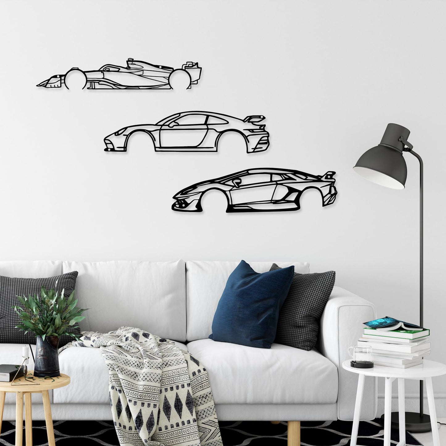 Xedatric Set Of 3 Car Wall Art Metal Racing Silhouette Wall Art Car Wall Decor Indoor Bedroom Home Car Room Decor Wall Decoration Gift For Car Lover Automan Gift
