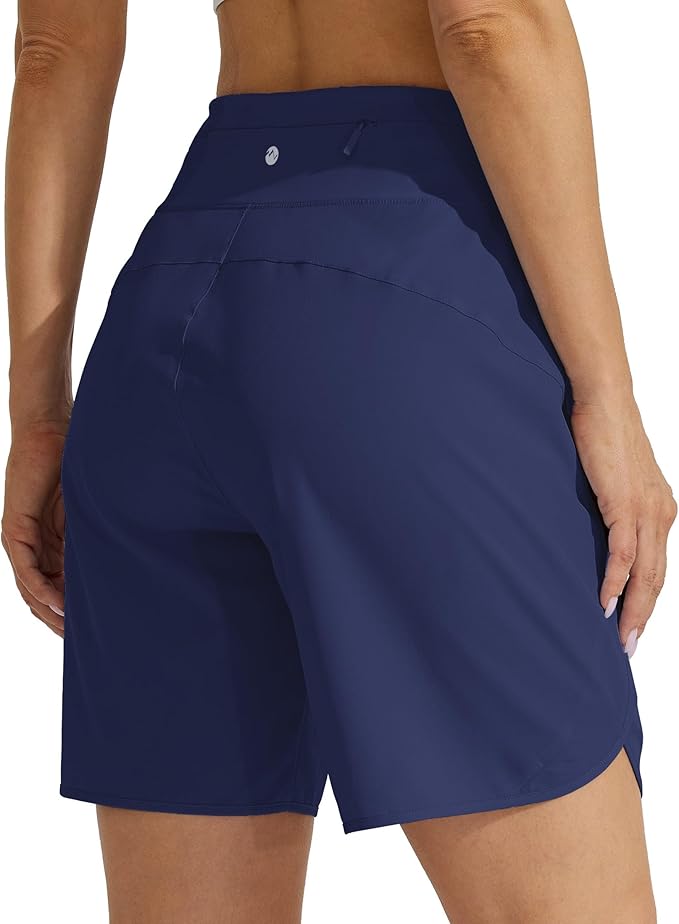 Willit Women's 7" Athletic Running Shorts Long Workout Hiking Shorts Quick Dry High Waisted Active Zipper Pocket(3X-Large)