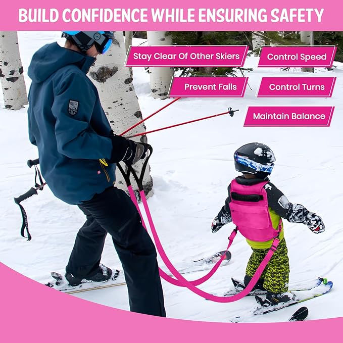 Ski Harness for Kids,Ski and Snowboard Training Harness with 2 Leashes & Backpack,Control Steer & Speed,Perfect for Beginners