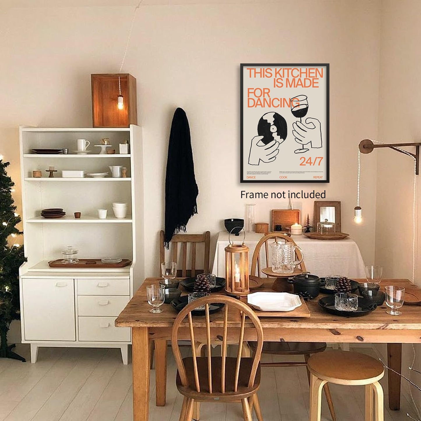 enttgo This Kitchen Is for Dancing Sign Wall Art Cocktail Alcohol Drink Poster Trendy Retro Coffee Dining Room Canvas Prints Bar Cart Wall Decor 12x16 inch Unframed