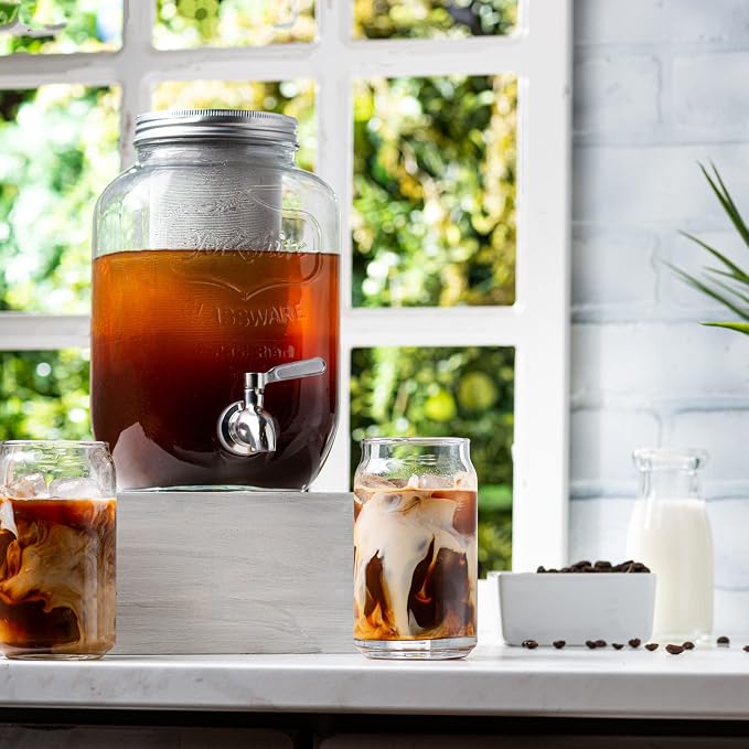 Le'raze Set of 10 Patented Can Shaped® Drinking Glasses - 16oz Clear Irish Glass Cups for Margarita, Cocktails, Iced Coffee, Tea, Soda, Whiskey, Water and Beer.