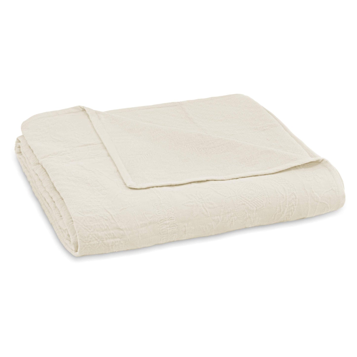 HISTORIC CHARLESTON King Charles Modern Farmhouse Floral Matelasse Bedspread, 100% Cotton Breathable Bedding, Full/Queen, Ivory