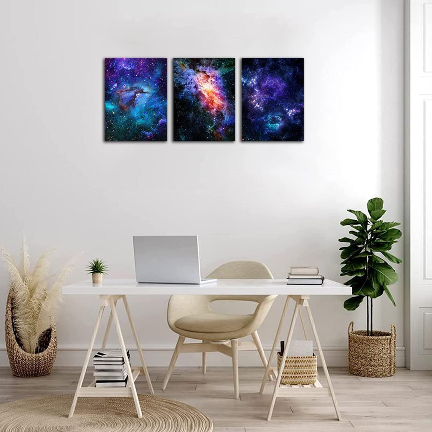 arteWOODS Canvas Wall Art Outer Space Pictures Fantastic Starry Painting Artwork Galaxy Nebula Canvas Prints for Bedroom Bathroom Living Room Kicthen Office Home Wall Decor 12" x 16" x 3 Panels