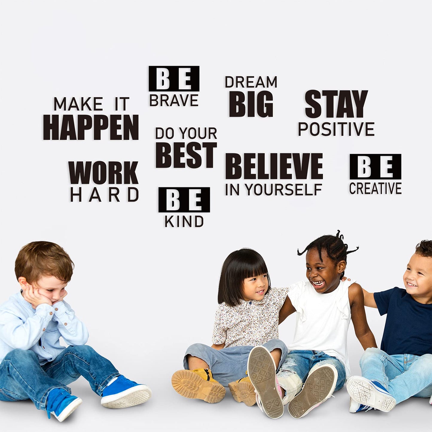 4 Sheets Inspirational Wall Decals Peel and Stick Motivational Phrases Wall Stickers Positive Quotes Vinyl for Library Home Classroom School Office Art Decorations