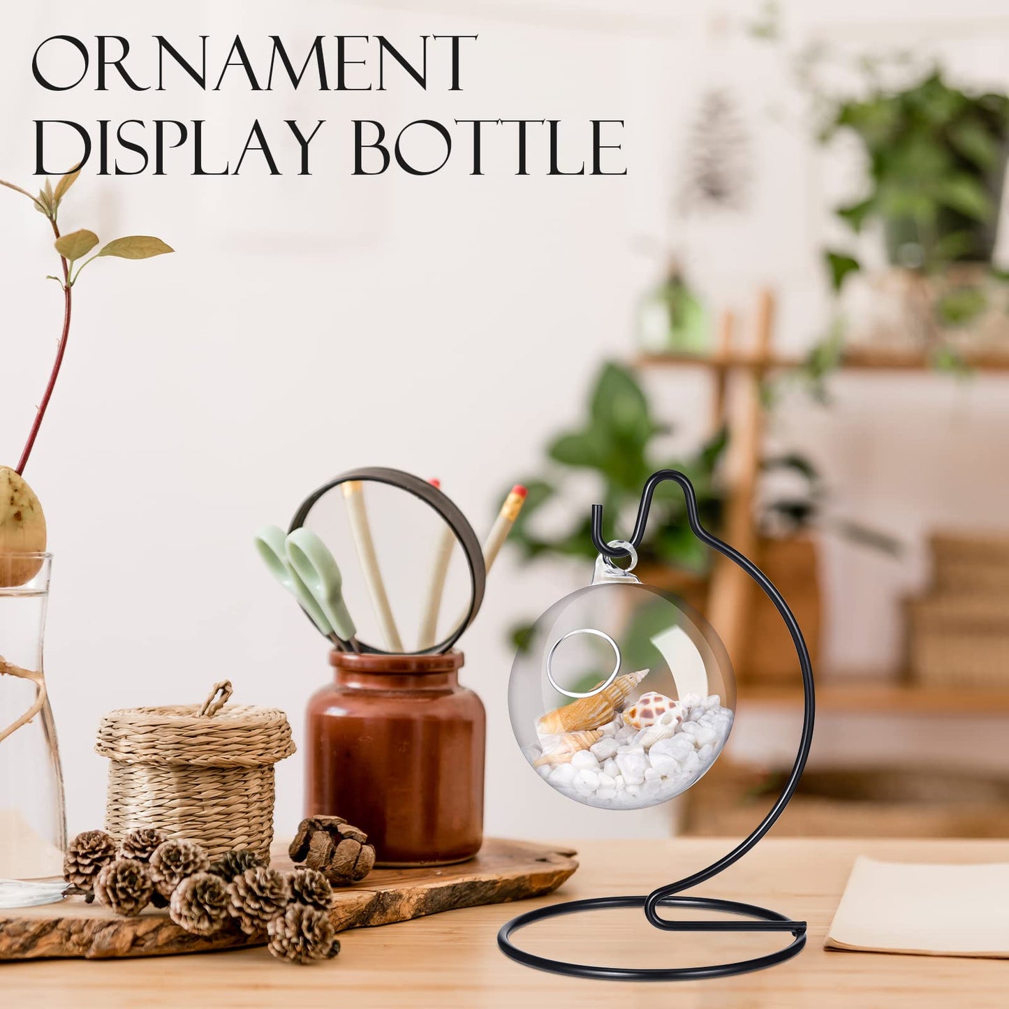 Tatuo 20 Pcs Ornament Display Stand Christmas Holder Hanger Stands Glass Ball Ornament Holder Metal Iron Hanging Hanger for Display Terrarium Air Plant Home Party Decoration
