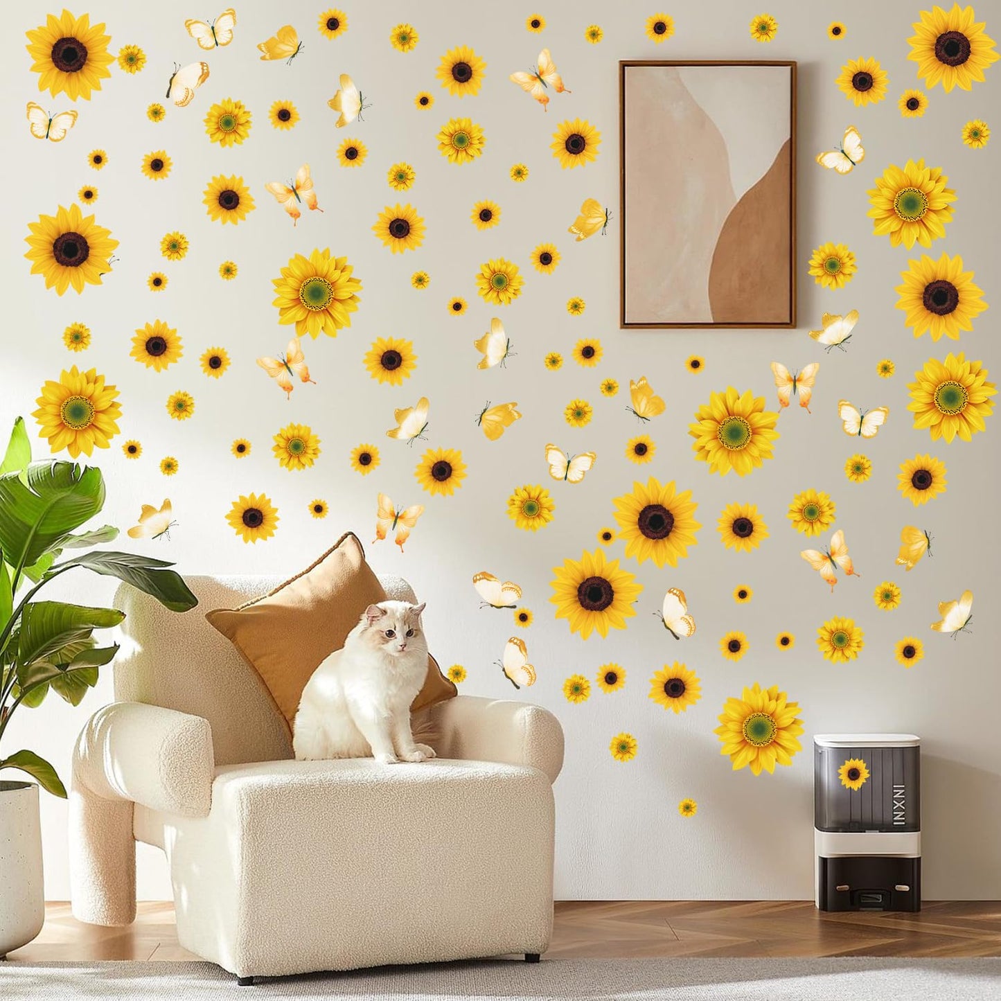 AOWDIAO Sunflower Peel and Stick Wall Decals, Sunflower Decorations for Bedroom, Kitchen, Bathroom, Living Room