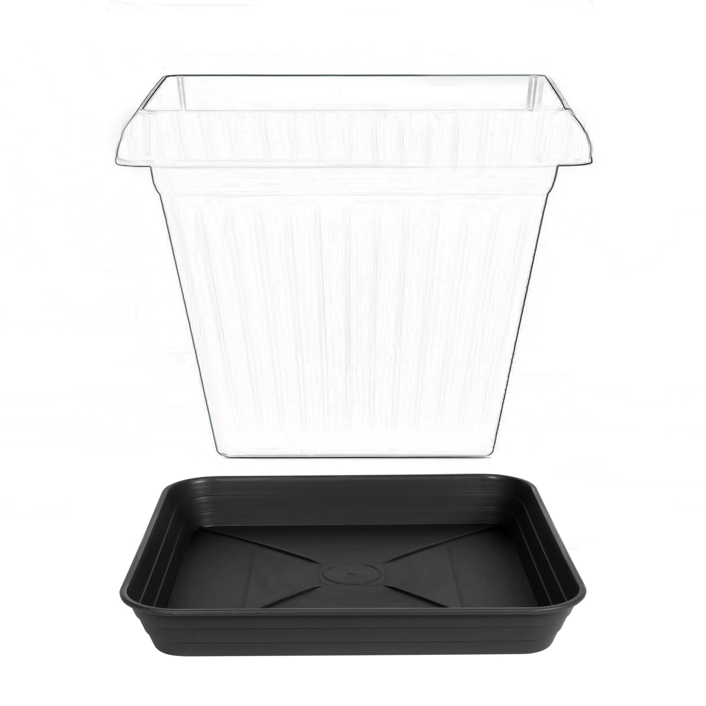 Feyvdzv 4 Pack Square Plant Saucer Tray 8 inch, 6 8 10 12 14 16 18 20 inch Heavy Duty Plastic Square Plant Saucers for Indoors Outdoor, Flower Planter Drip Trays for Pots, Seed Starting Tray