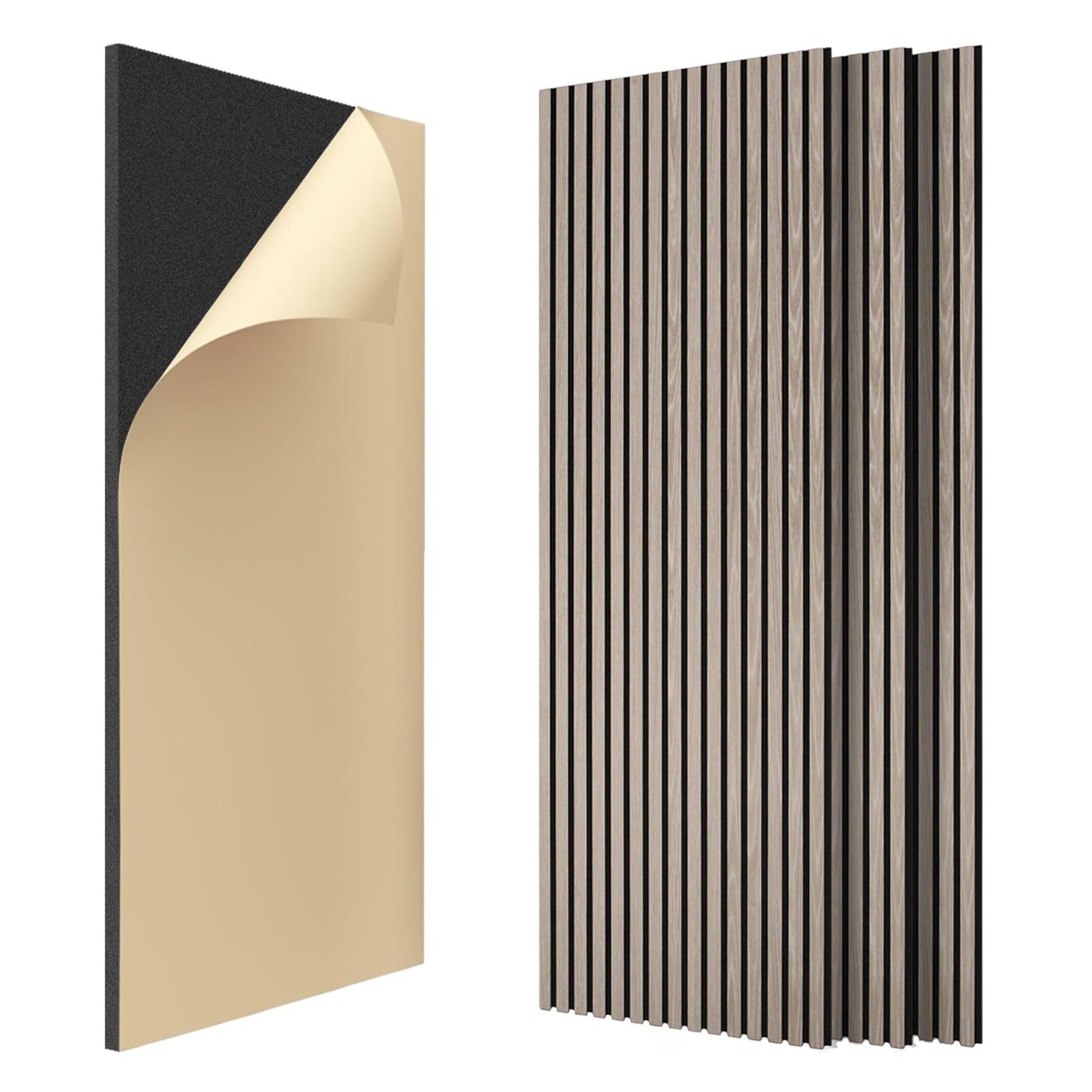 IZODEKOR Self-Adhesive Wall Panels, Acoustic Wood Panels, 3D Peel and Stick Wall Panels for Sound Insulation, 47.24" × 23.62" × 0.83", Living Room Wall Decor, 4-Pack – 2.88 m² / 21.16 lb, White