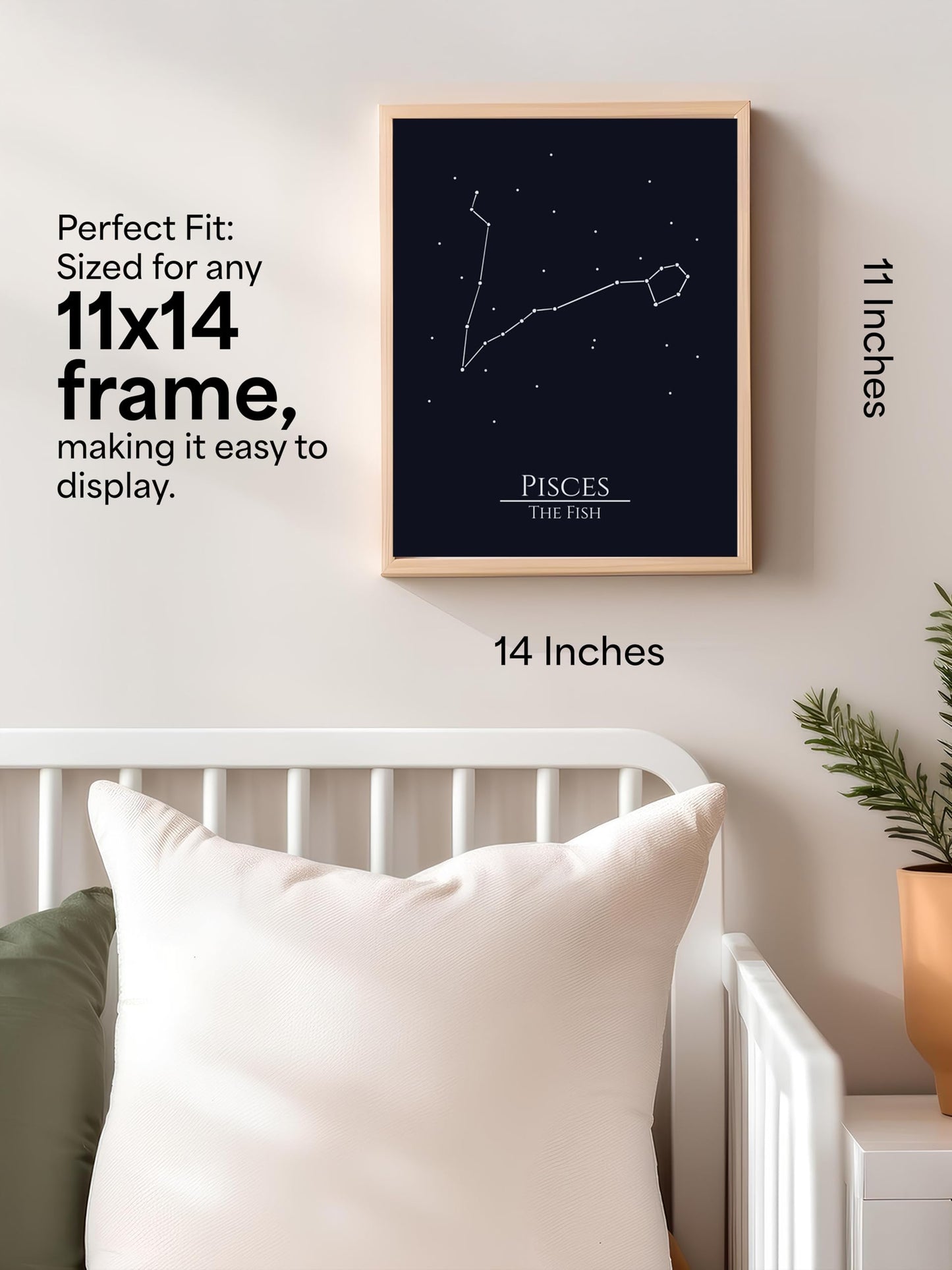 Zodiac Wall Art – Pisces Constellation Poster 11x14, Astrology Wall Art Print in Midnight Black – Pisces Zodiac Sign Gift for Women or Men, Celestial Bedroom or Office Decor, Unframed