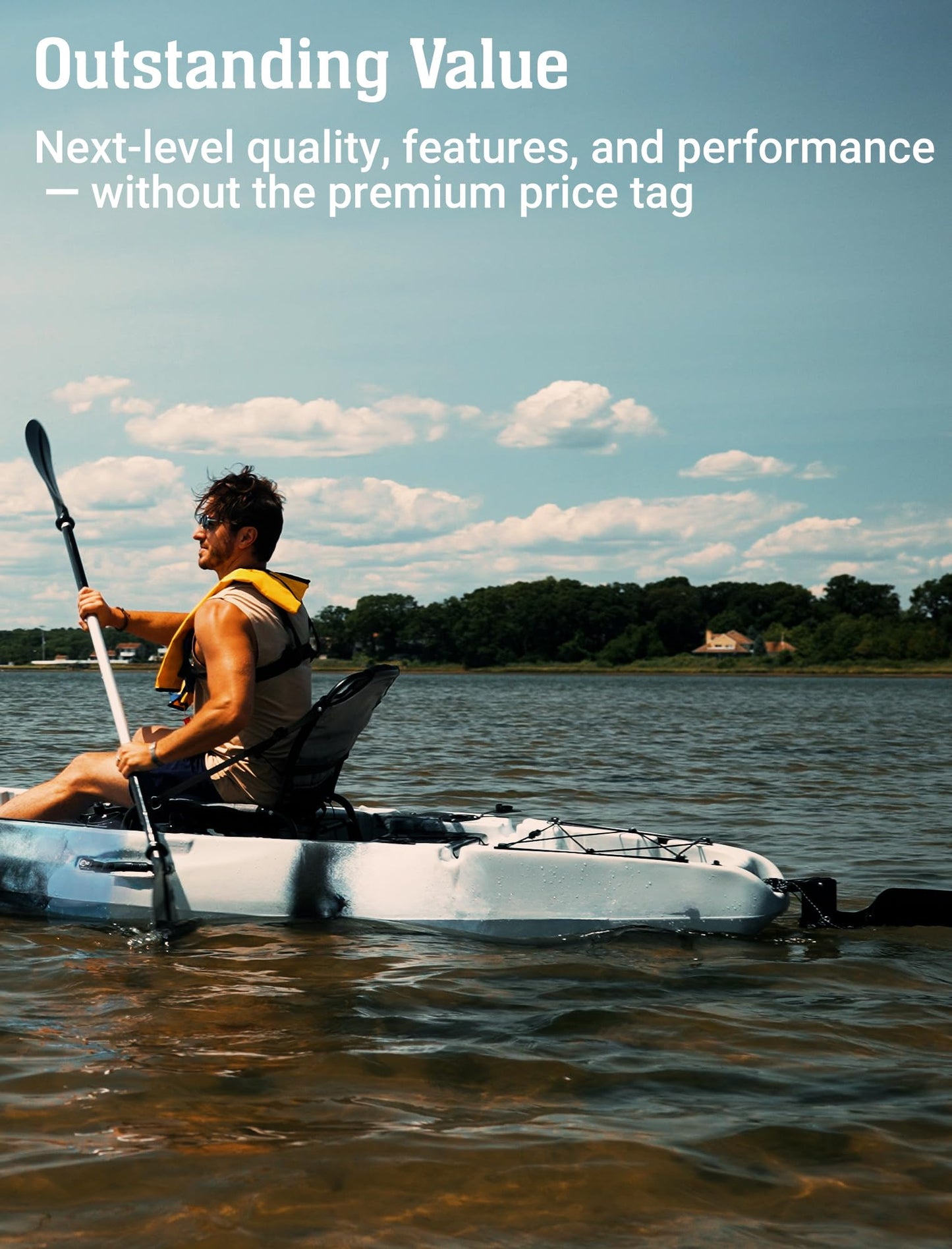 Upgraded Brooklyn 12.0 Single Pedal Kayak by BKC, Lightweight 12-Foot Sit-On-Top Pedal-Drive Kayak with Rudder, Stable Fishing & Touring Design, 440 lb Capacity, Storage Hatches (Storm Surge)