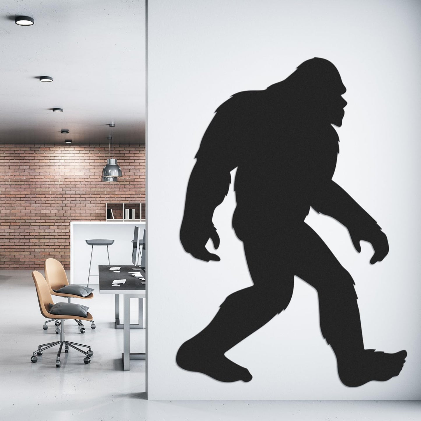 Large Bigfoot Wall Decal 60 x 42 Inch Sasquatch Big Foot Silhouette Peel and Stick Wall Decals for Office Home Decor Gifts for Sasquatch Bigfoot Lovers(Black)