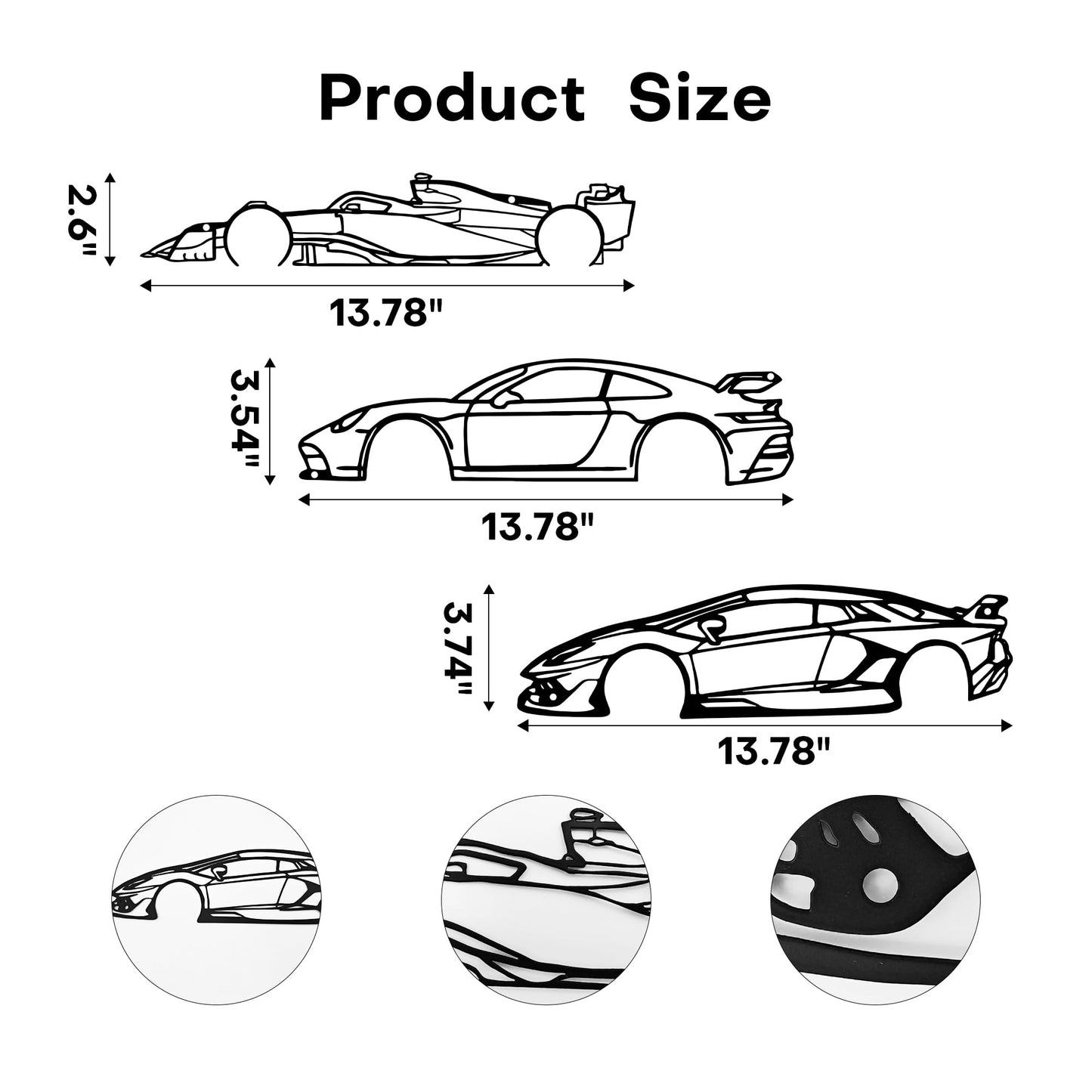 Xedatric Set Of 3 Car Wall Art Metal Racing Silhouette Wall Art Car Wall Decor Indoor Bedroom Home Car Room Decor Wall Decoration Gift For Car Lover Automan Gift