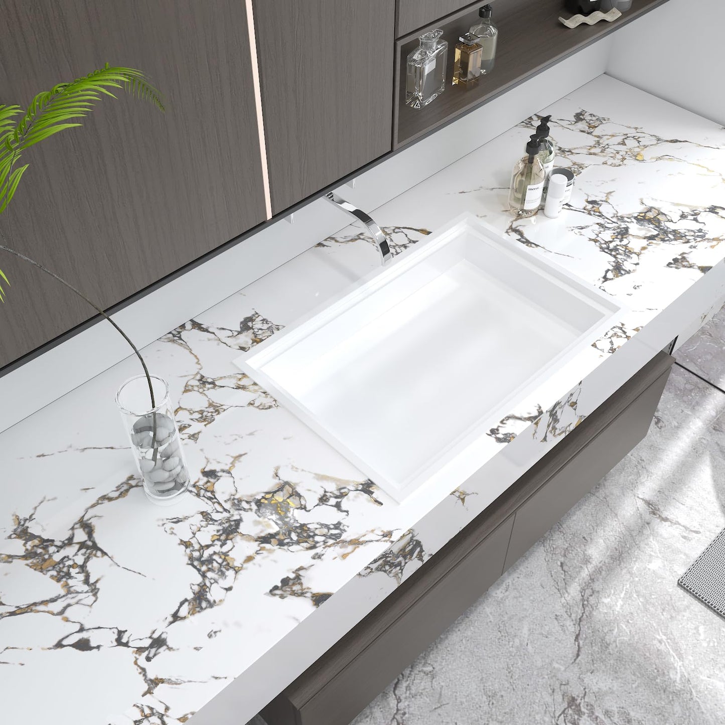 White Gold Marble self adhesive Contact Paper kitchen Granite Countertops peel and stick Wallpaper 118x16inch Removable sticky laminate Wall paper Vinyl Wrap Counter top cabinet decor table desk