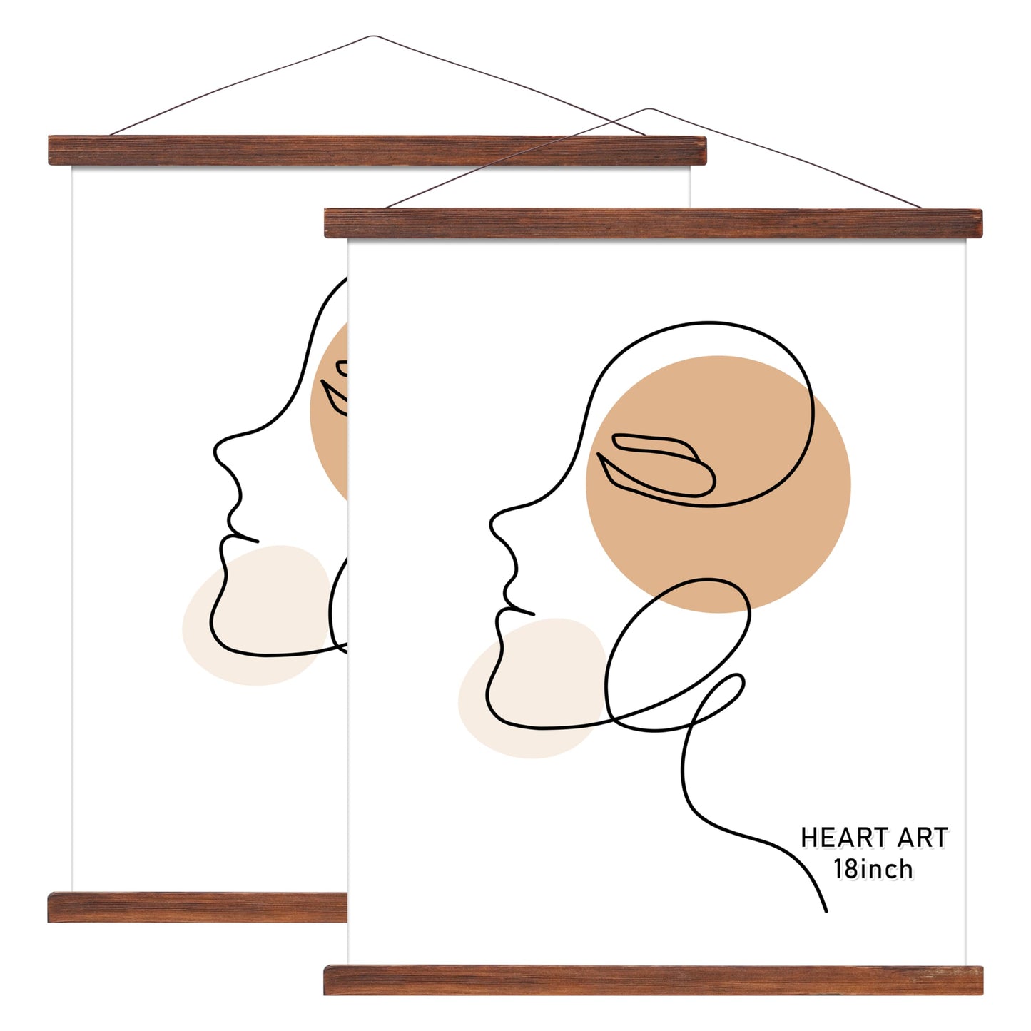 HEART ART Magnetic Poster Hanger Frame,18x24,18x20,18x12 Poster Frame Wood Wooden Magnet Hanging Kit for Walls Map Canvas Artwork (Teak Wood,2 PACK)