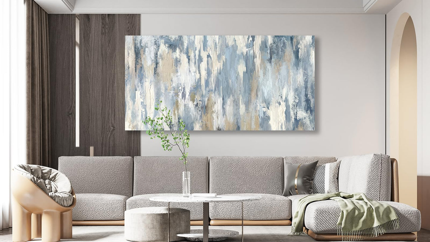Shoci Large Abstract Wall Art - Gray Blue Beige Canvas Pictures for Living Room Contemporary Painting Prints Decor Modern Graffiti Artwork Wall Art for Bedroom Home Office Decoration 20" X 40"