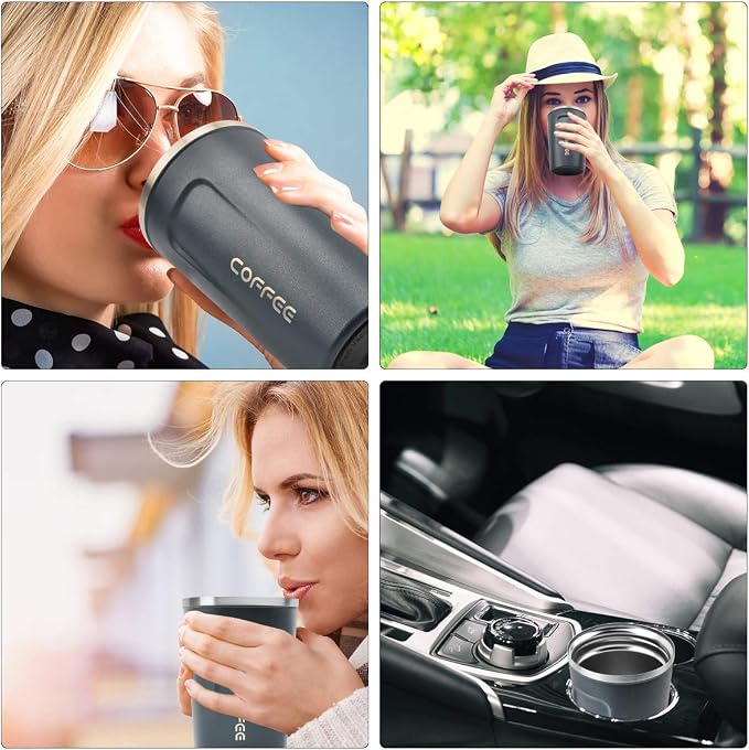 CS COSDDI 12 oz Stainless Steel Vacuum Insulated Tumbler - Coffee Travel Mug Spill Proof with Lid - coffee Cup for Keep Hot/Ice Coffee,Tea and Beer (Tibetan blue)