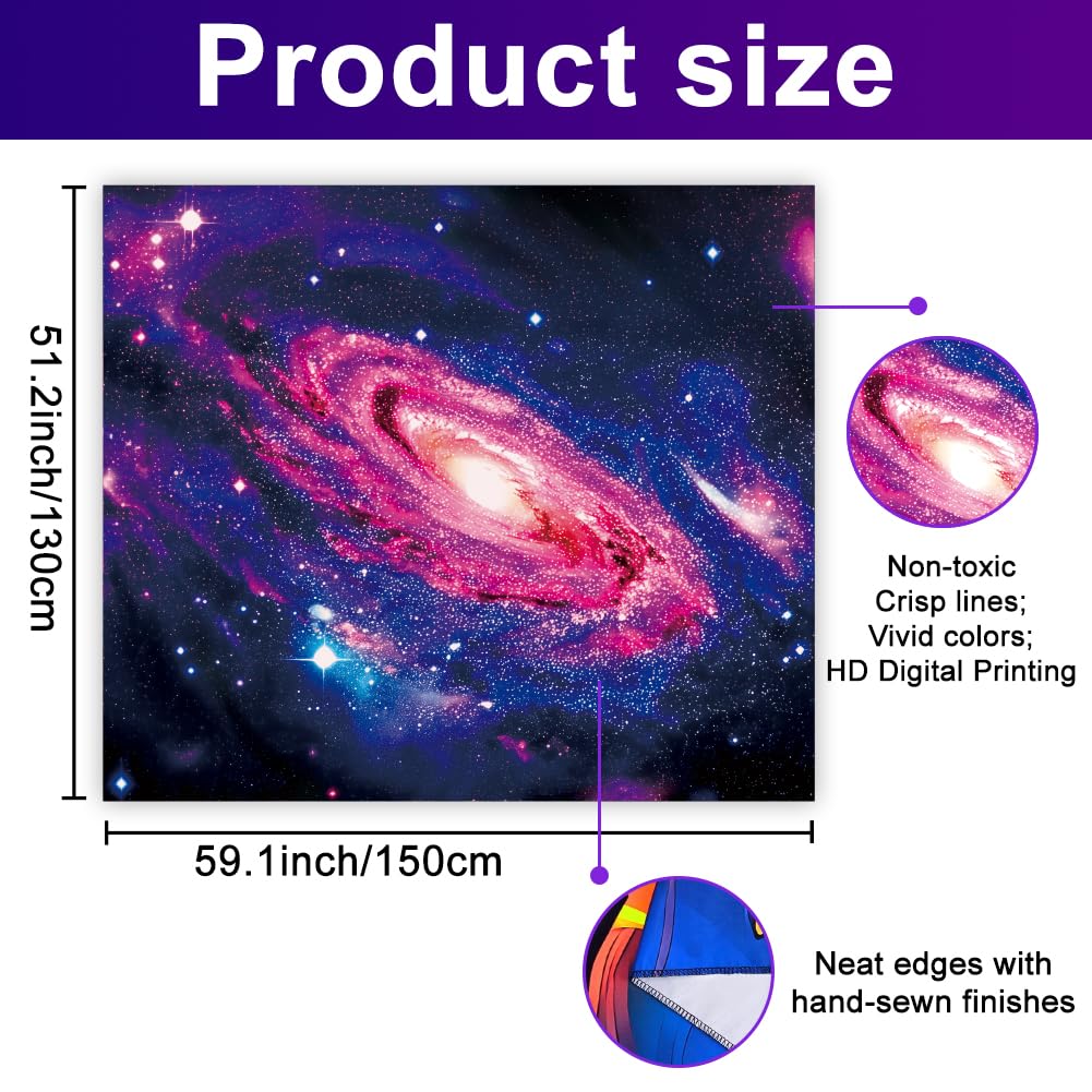 WEBEEDY UV Reactive Space Galaxy Tapestry Blacklight Tapestry Wall Hanging Milky Way Nebula Blacklight Posters Universe Backdrop Wall Decor for Bedroom Living Room Party Backdrop Photo, 59x51 Inch
