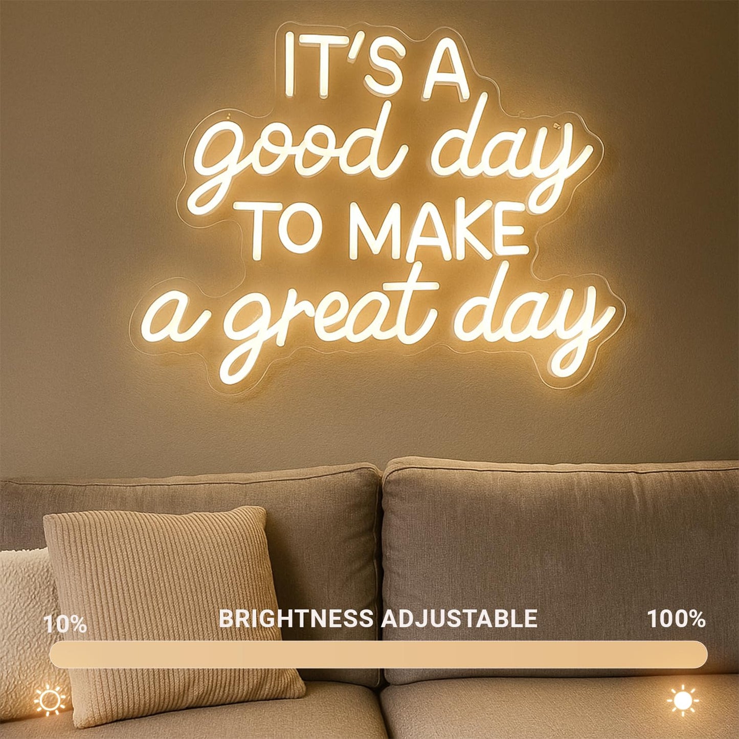 Motivational Neon Sign, LED Wall Light Warm White Glow for Bedroom, Office, Classroom, Home Decor, Gift Idea