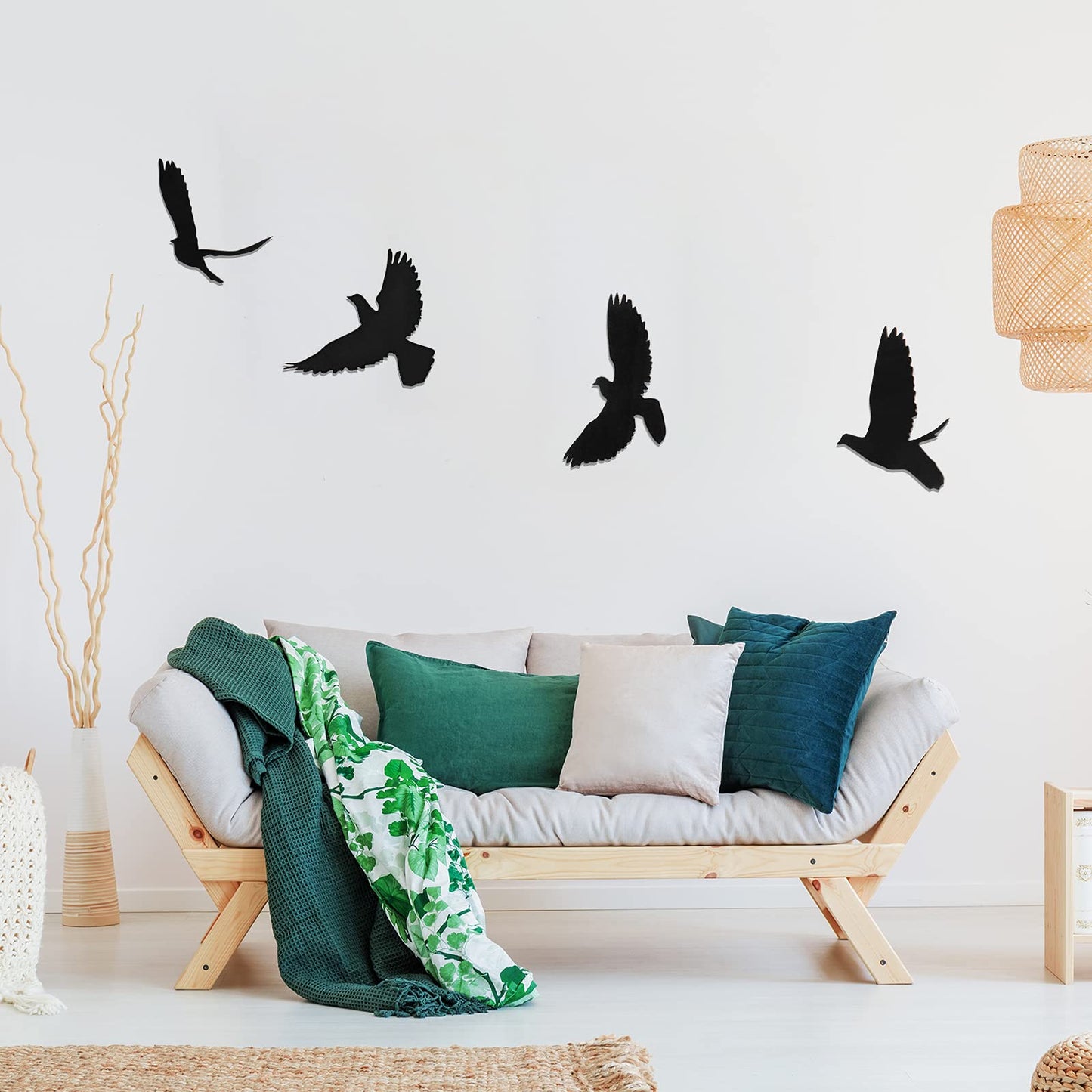 Blulu 4 Pieces Wooden Bird Wall Decor Flying Bird Sculptures Wall Art Decor Silhouette Art Wooden sign for Home Living Room Bedroom Kitchen Hanging Decoration, 4 Size