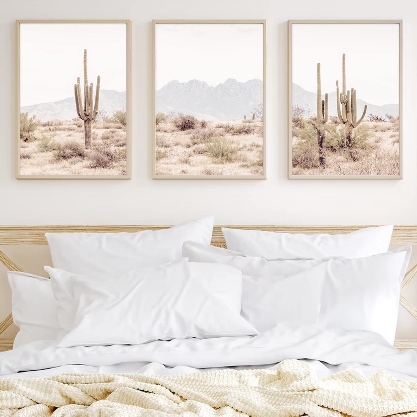 Pennclys Sonoran Desert Landscape Wall Art Cactus Arizona Canvas Wall Decor Desert Poster Pictures Saguaro Cactus Art Prints Landscape Painting for Home Bedroom 12x16x3 Inch Unframed