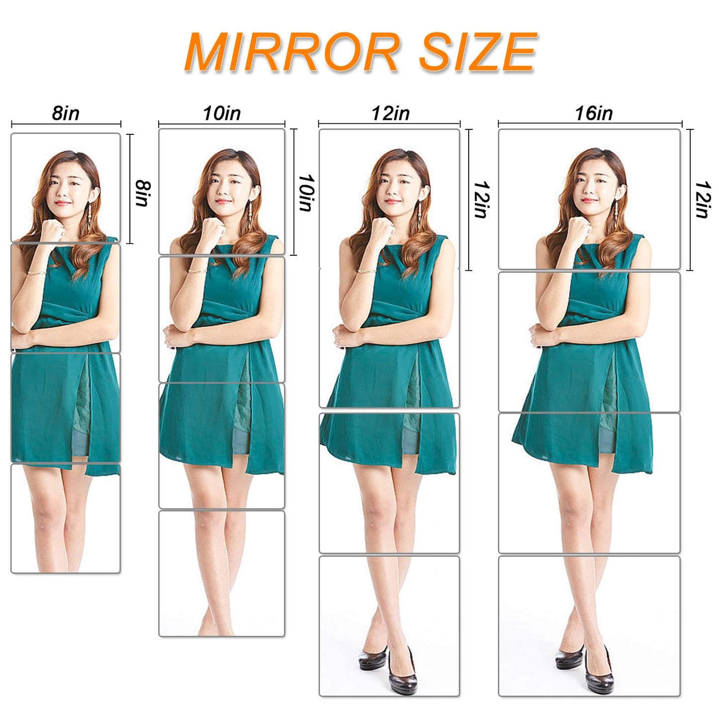DHNMSYTLF 4 Pack Wall Mirror Full Length, 10 x 10 Inch Unbreakable Acrylic Mirror Tiles, Shatterproof Flexible Plastic Mirror Sheets for Bedroom Home Gym Door (4P 10"x 10")