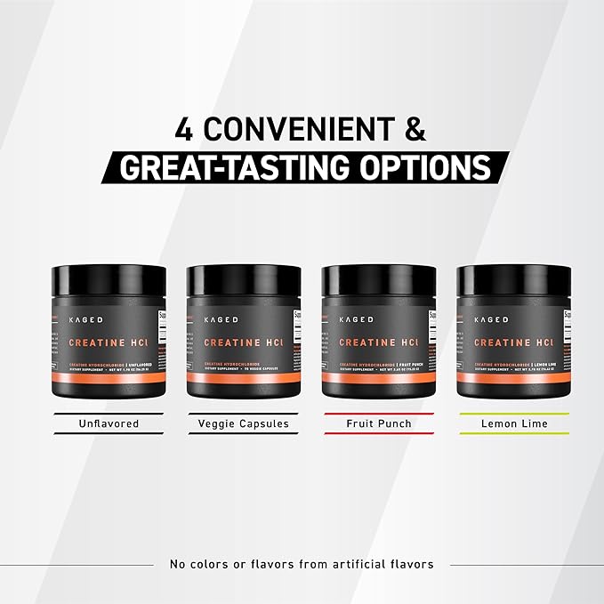 Kaged Creatine HCl Powder | Lemon Lime | Muscle Building & Recovery | Patented Creatine Hydrochloride Formula | Vegan, Gluten Free, Easily Digestible | Supplements for Men & Women | 75 Servings